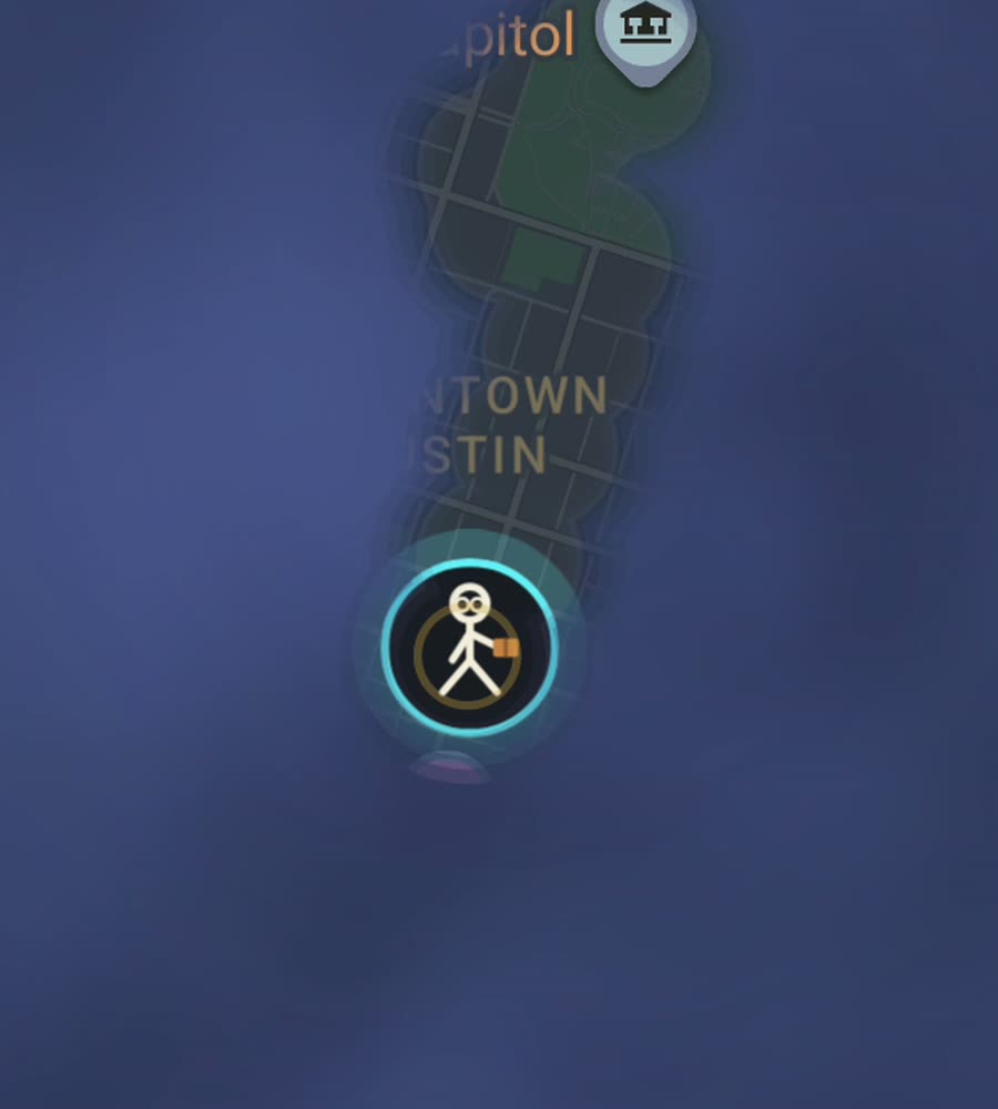 Austin on the FOG map, streets revealed along a walked route