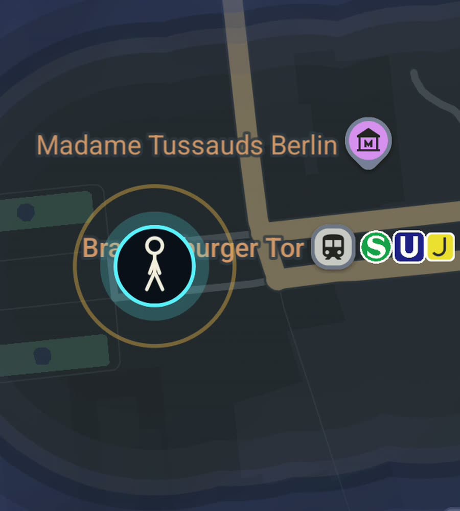 Berlin on the FOG map, streets revealed along a walked route