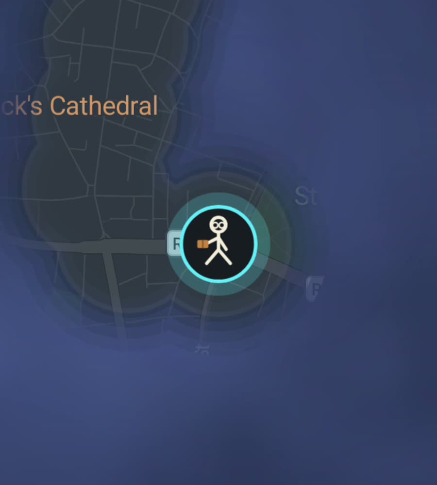 Dublin on the FOG map, streets revealed along a walked route