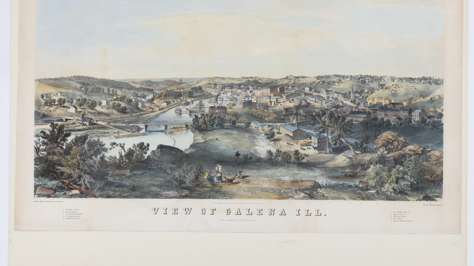 A nineteenth-century view of Galena, Illinois, on its hillside above the river