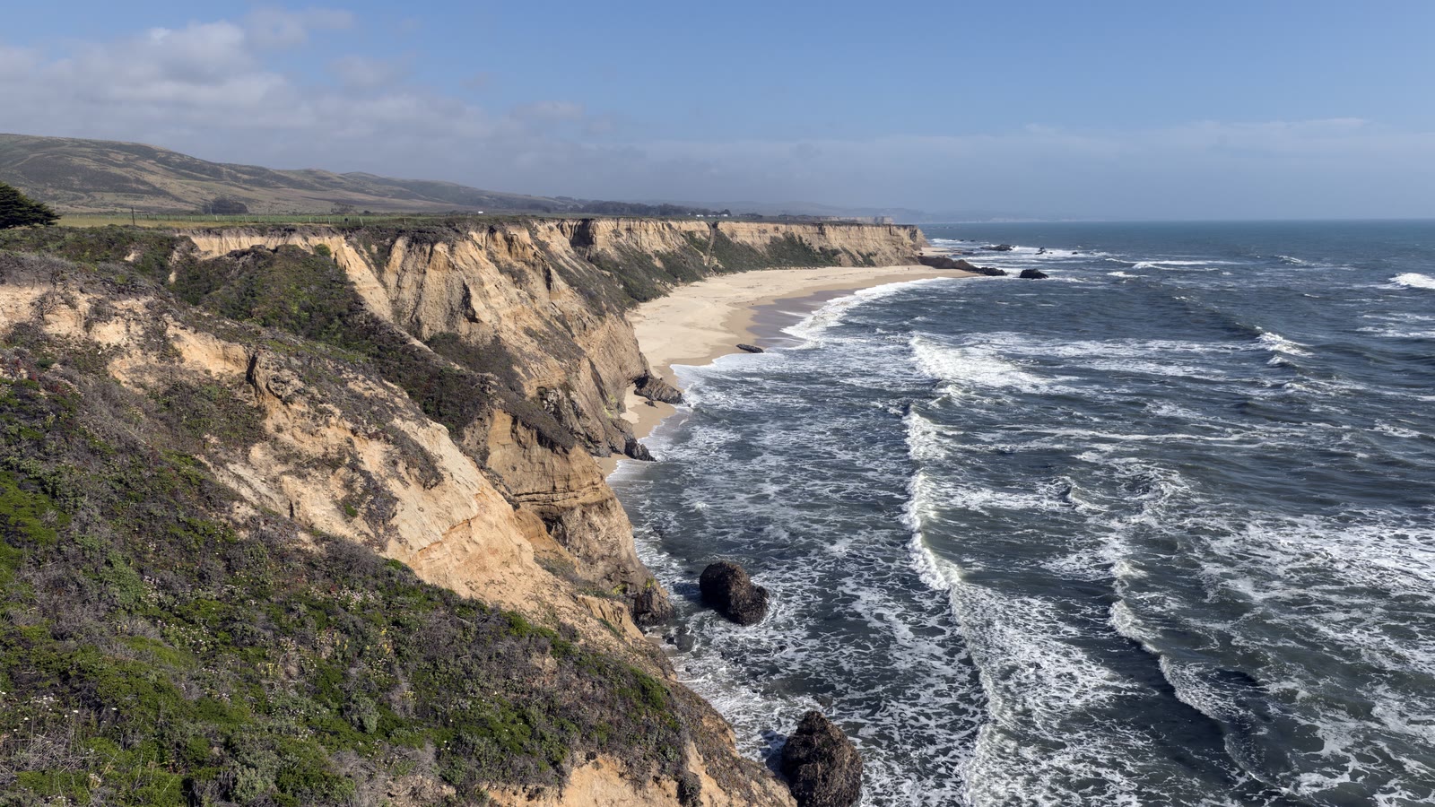 Coastside cliffs and Pacific surf at Half Moon Bay, California