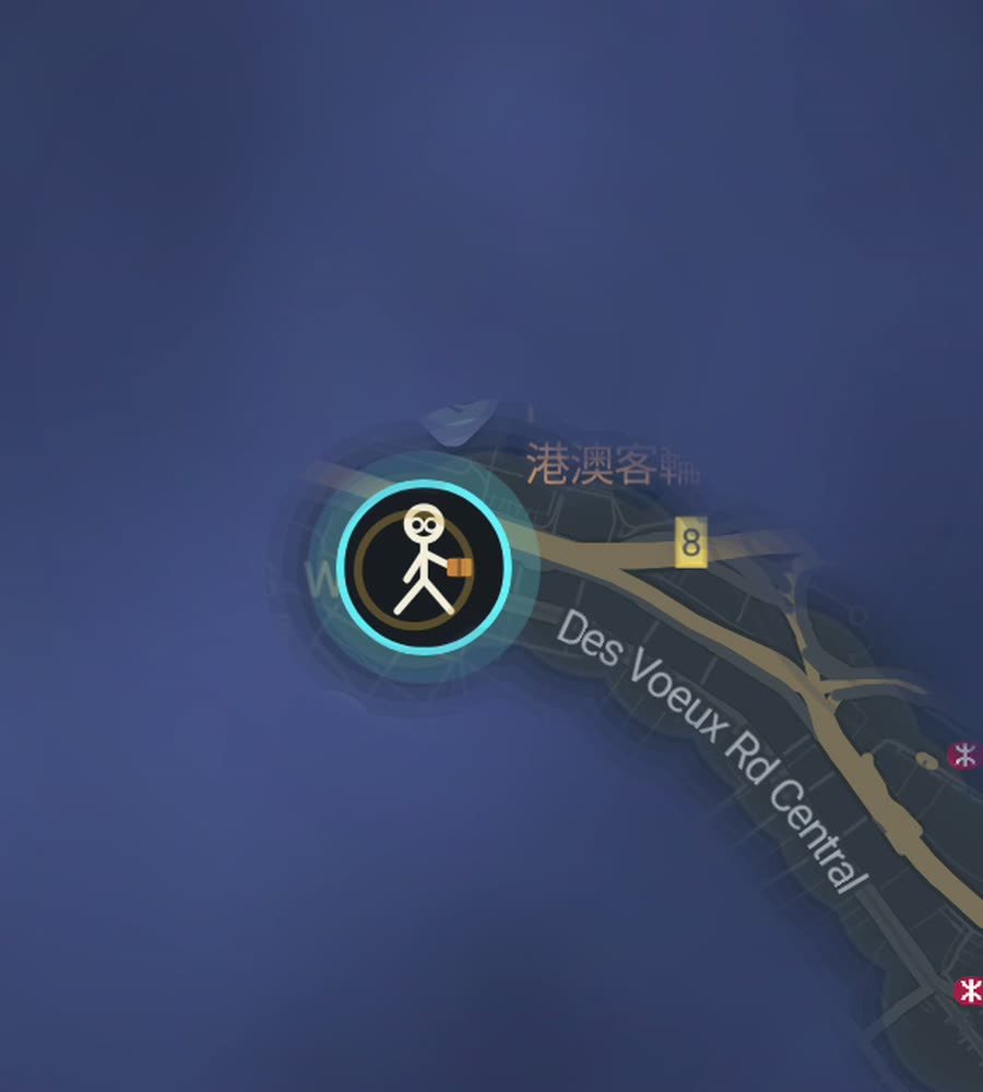 Hong Kong on the FOG map, streets revealed along a walked route