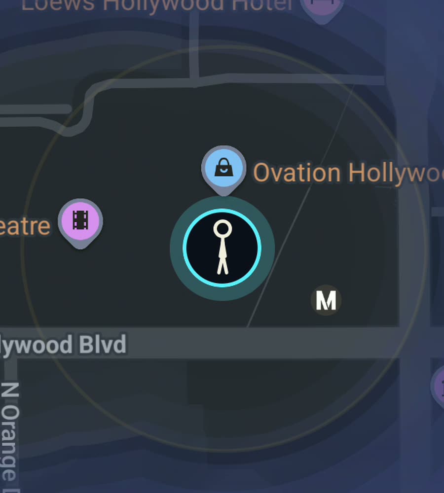 Los Angeles on the FOG map, streets revealed along a walked route