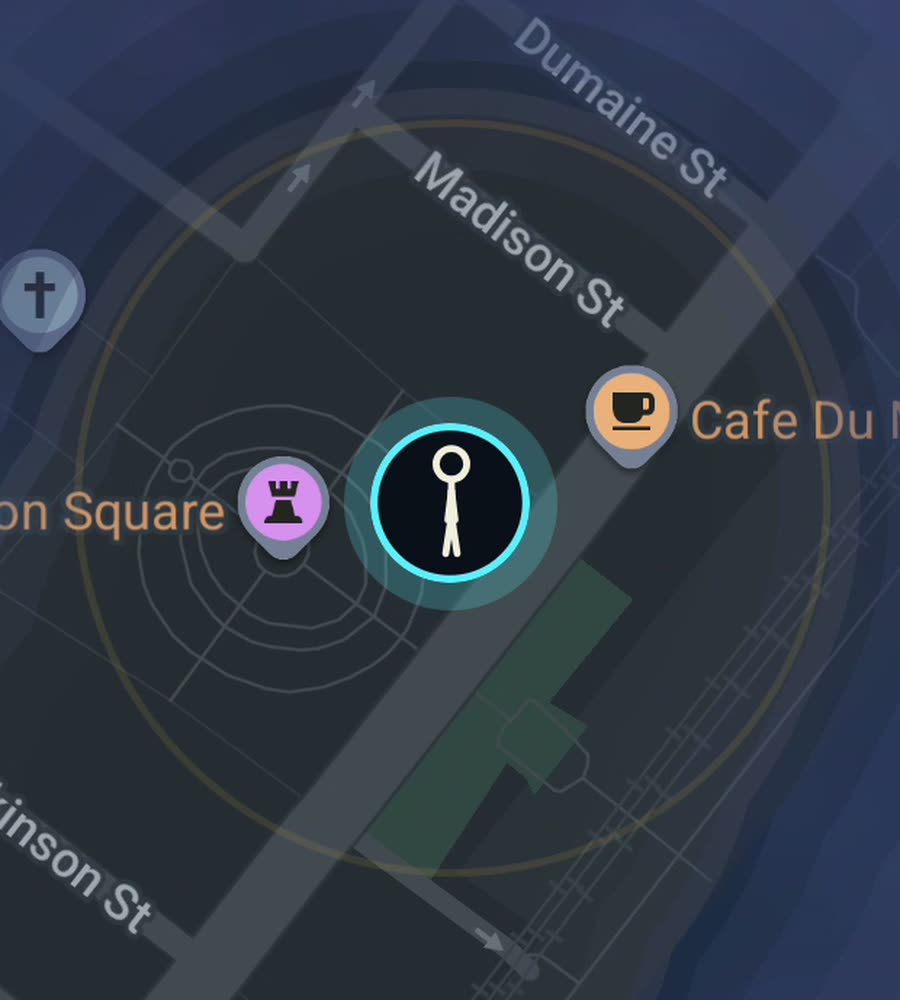 New Orleans on the FOG map, streets revealed along a walked route