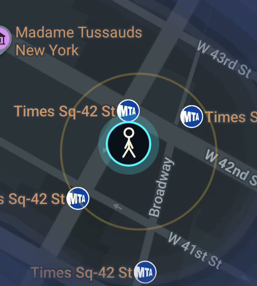 New York City on the FOG map, streets revealed along a walked route