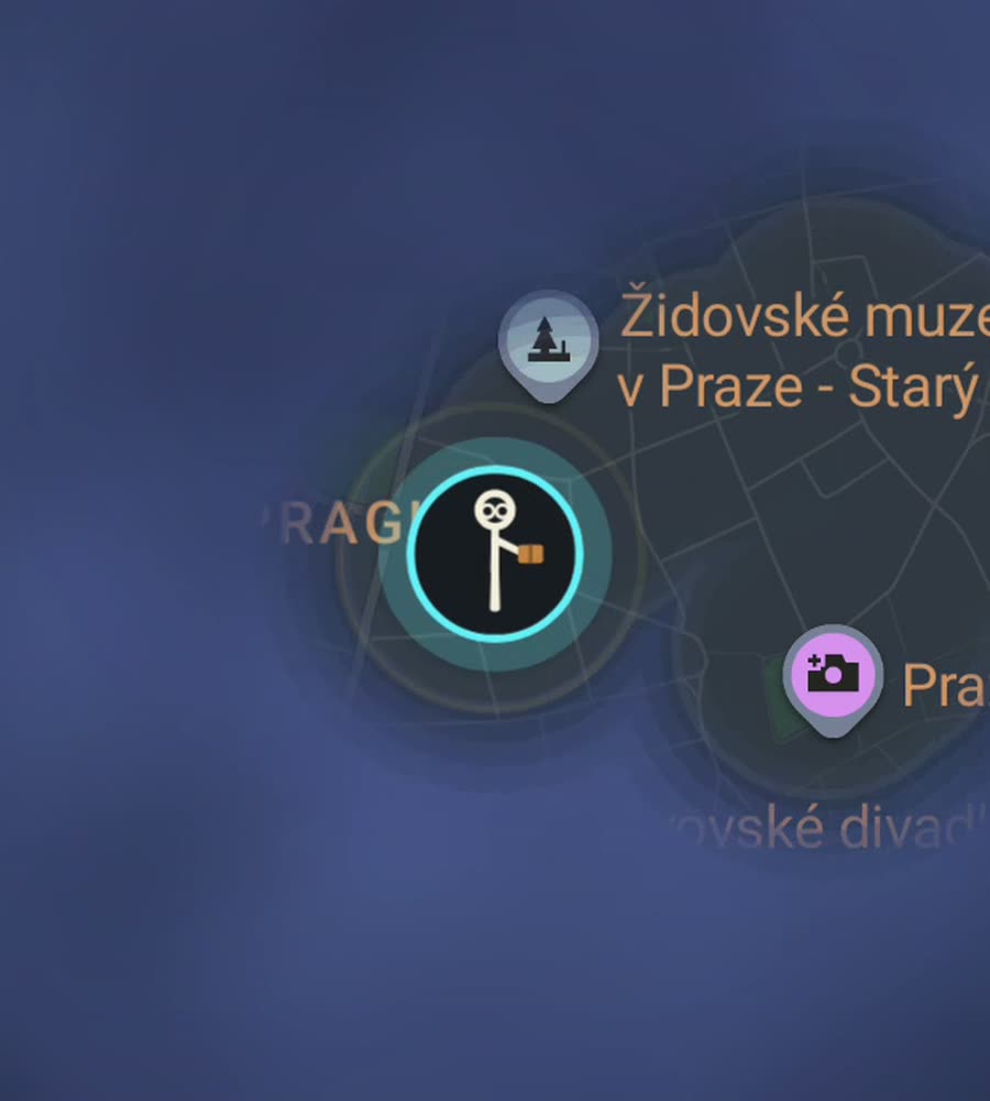 Prague on the FOG map, streets revealed along a walked route