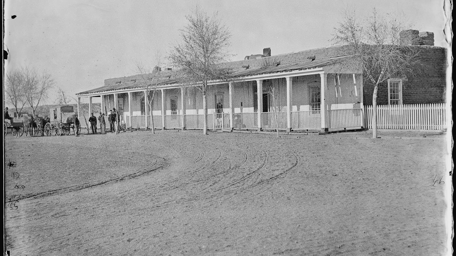 Historic adobe buildings in old Santa Fe, New Mexico